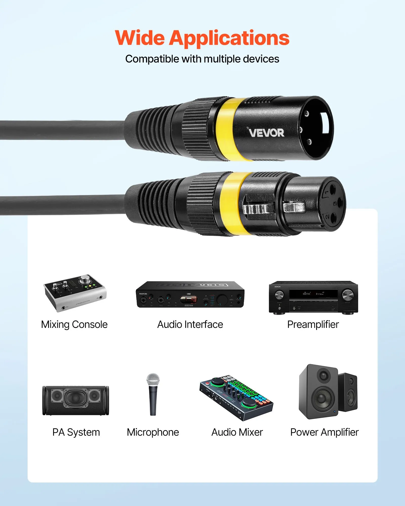 XLR kábel 30,48 m, 2 kusy, vyvážené DMX mikrofónové káble (samec-samica), pozlátené 3-kolíkové XLR mikrofónové reproduktorové káble, pre osvetlenie pódia, mikrofóny, zosilňovače, mixéry – Obrázok 4
