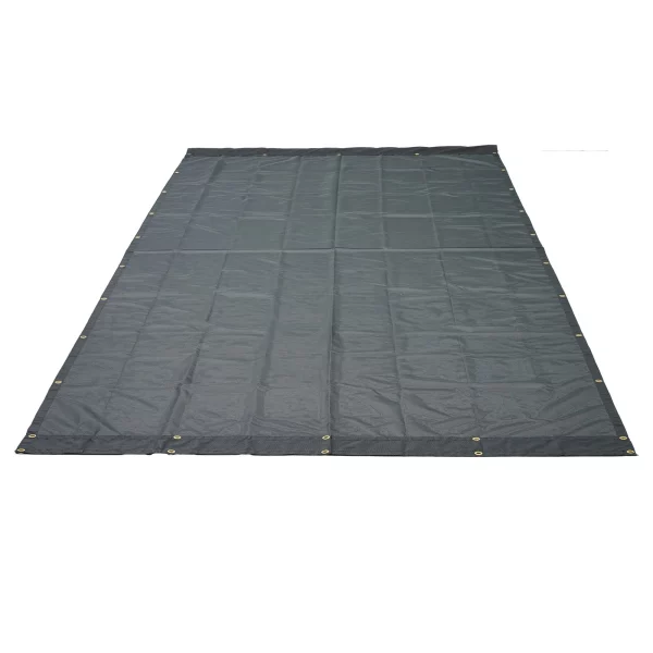 Plachta na nákladné vozidlá 2 x 5,5 m, čierna, odolná, s PVC povlakom, dvojitými vreckami, mosadznými očkami, vystužená dvojito ihlovou tkaninou, vhodná pre manuálne alebo elektrické sklápače – Obrázok 3