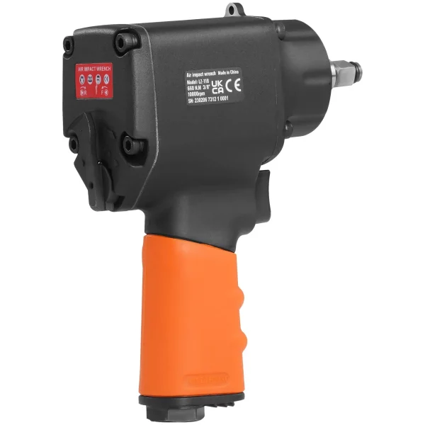 Pneumatický rázový uťahovák. Max. uvoľňovací moment 935,5 Nm, štvorcový 0,95 cm (3/8 palca) Max. prevádzkový tlak 8,3 baru Voľnobežné otáčky 10 000 ot./min Pneumatický skrutkovač na uťahovanie a uvoľňovanie skrutiek – Obrázok 4