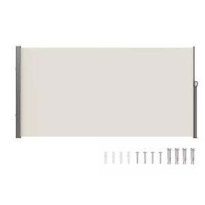 Bočná markíza 180 x 350 cm, vyrobená z polyesterovej tkaniny s gramážou 180 g/m² s PU záterom, výsuvná rukoväť s pružinovým mechanizmom, ochranná stena na balkóny a do dvora, béžová