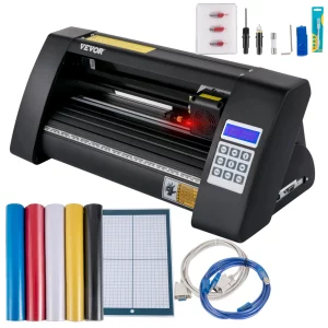 Rezací ploter na vinyly 375 mm, maximálna šírka rezu rezačky fólie 285 mm, softvér Signmaster pre plotter, kompatibilný s Windows, poloautomatický rezací ploter s presnosťou ±0,001 mm