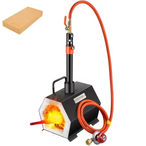 Plynová kováčska pec šesťuholníková, 250 x 215 x 190 mm s horákom, zlato, mosadz, bronz, horčík, hliník, cín a nehrdzavejúca oceľ, plynová propánová kováčska pec, 2 m plynová hadica