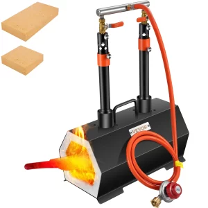 Plynová pec šesťuholníková, 400 x 215 x 190 mm s dvojitým horákom, zlato, mosadz, bronz, horčík, hliník, cín a nehrdzavejúca oceľ, plynová propánová kováčska pec, 2 m plynová hadica