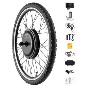 Súprava elektrického bicykla 1000W, 48V 420RPM φ650mm, sada motora s predným kolesom pre elektrobicykel s vylepšeným regulátorom rýchlosti, súpravou rukoväte plynu, LCD displejom a systémom PAS pre cestný bicykel