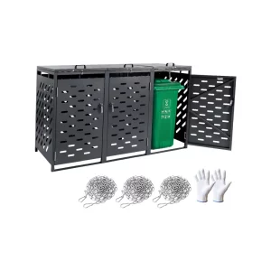 Smetiakový box, 3 x 240l domček na odpadkové koše, kryt na odpadkový kôš, uzamykateľný úložný priestor na odpadkové koše, na odpadkové koše, do záhrady, na dvor a na terasu