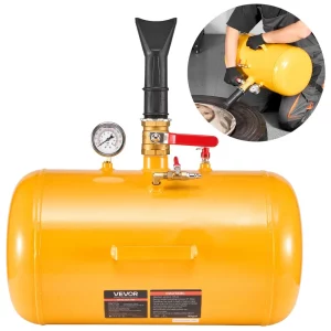 Pneumatický odstraňovač pätiek pneumatík 37,9 l, nástroj na čistenie pätiek pneumatík, pracovný tlak 0,6 – 0,8 MPa, vzduchové čerpadlo na odstraňovanie pätiek pneumatík pre pickup, štvorkolku, jeep, ťahač, nákladné auto, UTV, žltý