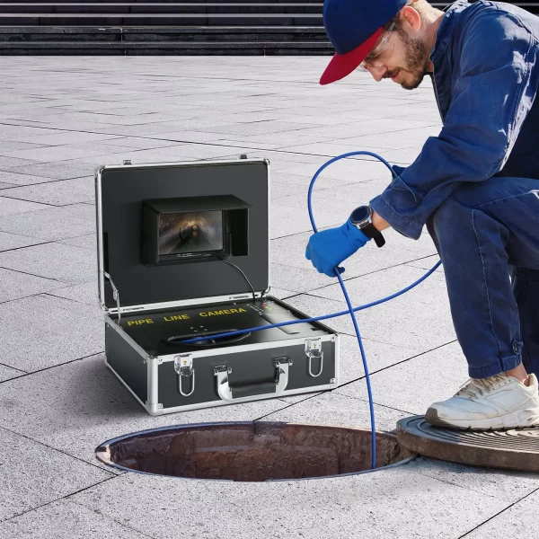 Profesionálna 7" 480p kamera na potrubie, 30m kanalizačná kamera, endoskopická kamera s 1000TVL, uhol záberu 130°, priemer kamery 25 mm, batéria 4500 mAh na 6 hodín, endoskopická kamera, DVR a nahrávanie fotografií – Obrázok 3