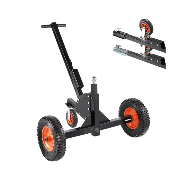 Podvozok na príves 2 v 1, pomôcka na manévrovanie s prívesom, zaťaženie čelom 680,4 kg, nastaviteľná výška 56 a 66 cm, ťažná guľa 50,8 mm, pneumatiky 38 cm, na premiestňovanie obytných prívesov