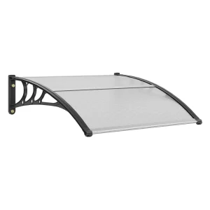 Strešná krytina na predné dvere 965x1017mm UF50+ PC ochranná fólia proti slnku, strieška na predné dvere, PC doska + ABS konzola + hliníkový konektor, strieška na predné dvere odolná voči UV žiareniu, oblúková strieška