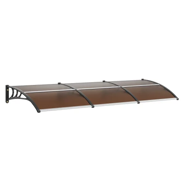 Strešná krytina na predné dvere 965x2975mm UF50+ PC ochranná fólia proti slnku, strieška na predné dvere, PC doska + ABS konzola + hliníkové konektory, strieška na predné dvere, UV odolná, hnedá