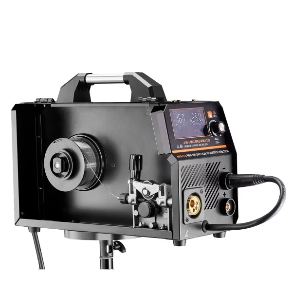 Zváračka MIG, zváračka 160A, synergický zvárací stroj MIG, 4-v-1 plynová/MIG/MMA/Lift TIG multiprocesná zváračka s invertorovou technológiou IGBT a LCD displejom – Obrázok 5