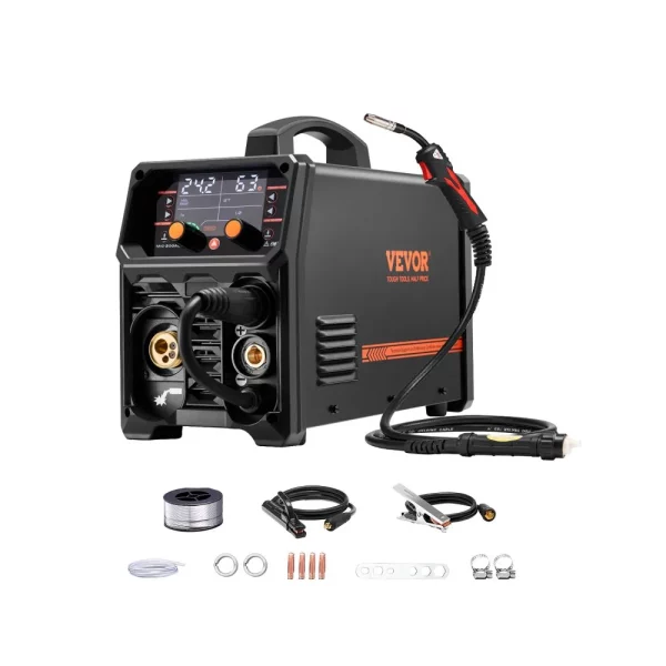 Zváračka Pro MIG, 200 Amp Pluse MIG, 5-v-1 Synergy zváračka MIG Pluse, bezplynové MIG, plynové MIG, MMA a Lift TIG, s invertorovou technológiou IGBT a LCD displejom. – Obrázok 6