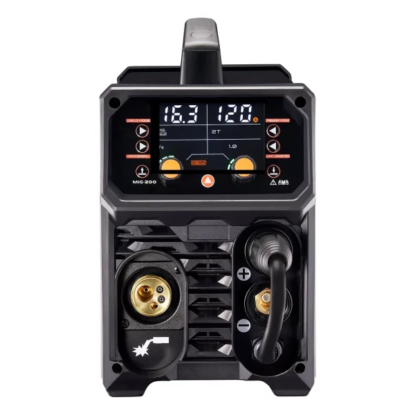 Zváračka Pro MIG, 200 Amp Pluse MIG, 5-v-1 Synergy zváračka MIG Pluse, bezplynové MIG, plynové MIG, MMA a Lift TIG, s invertorovou technológiou IGBT a LCD displejom. – Obrázok 3
