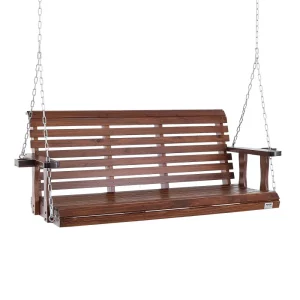Hojdačka z cédrového dreva na verandu, 1702x710x600 mm, záhradná hojdačka do dvora a do záhrady, vylepšená nosnosť cca 400 kg, robustná hojdacia lavica so závesnými reťazami na vonkajšie použitie, hnedá