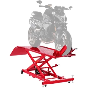 Motocyklový zdvihák Hydraulický zdvihák na motocykle (max. výška zdvihu 787 mm) Zdvíhací stojan s posuvným držiakom, stojan na opravu bicyklov (nosnosť 453,59 kg) s bezpečnostným zámkom pre terénne vozidlá a motocykel