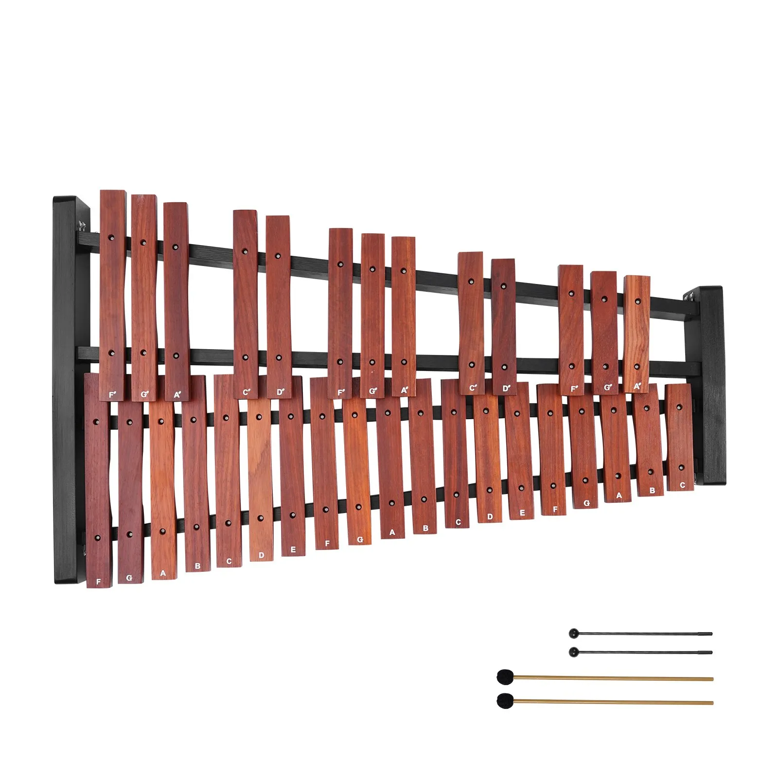 Glockenspiel, 32 nôt, profesionálny drevený xylofónový bicí nástroj s výškovo nastaviteľným stojanom z uhlíkovej ocele, 4 paličky, prenosná taška, sada hudobných nástrojov pre začiatočníkov – Obrázok 2