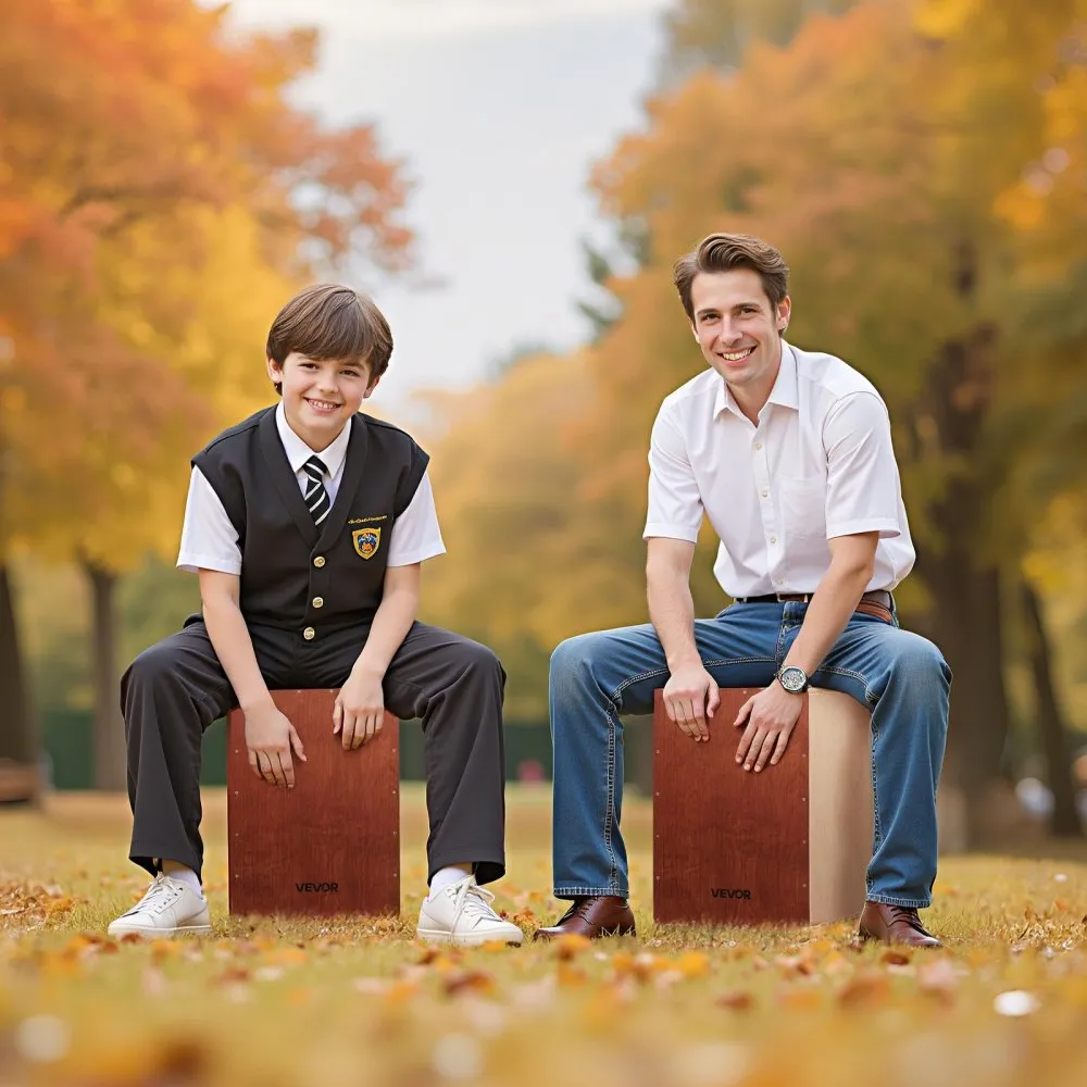 Cajon, bubon s vnútornými drôtmi pre malý bubon, ľahká drevená bubnová skrinka, hudobný nástroj so zaoblenými hranami, vrátane cestovnej tašky, pre začiatočníkov a profesionálov, 305 x 305 x 430 mm – Obrázok 2