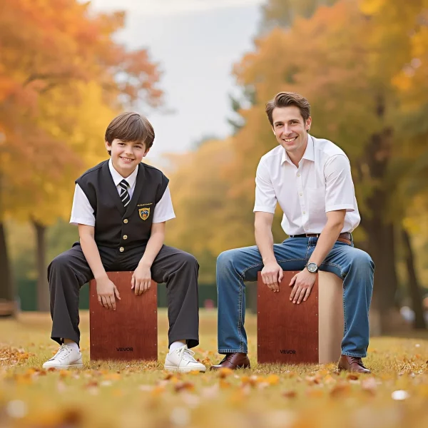 Cajon Box Drum s vnútornými drôtmi pre malý bubon, ľahký drevený bubon, prenosný bubnový hudobný nástroj so silikónovými nožičkami, zaoblené hrany, pre začiatočníkov a profesionálov, 305 x 305 x 430 mm – Obrázok 4