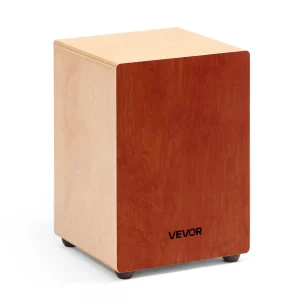 Cajon, bubon s vnútornými gitarovými strunami, ľahký drevený bubon, prenosný bicí hudobný nástroj so silikónovými nožičkami, zaoblené hrany, pre začiatočníkov a profesionálov, 305 x 305 x 430 mm