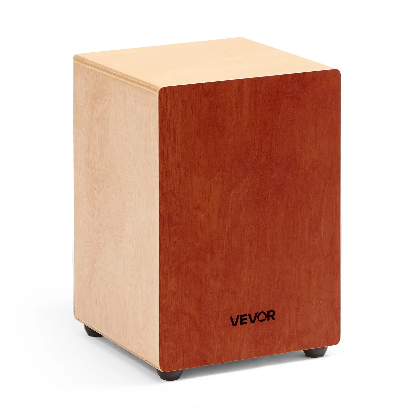 Cajon, bubon s vnútornými gitarovými strunami, ľahký drevený bubon, prenosný bicí hudobný nástroj so silikónovými nožičkami, zaoblené hrany, pre začiatočníkov a profesionálov, 305 x 305 x 430 mm