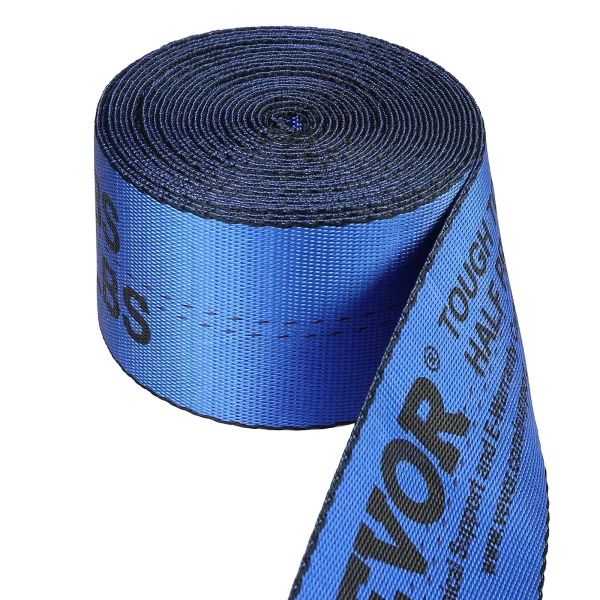 Popruhy na navijak, 4" x 30', nosnosť 6000 libier, pevnosť v ťahu 18000 libier, popruhy na nákladné vozidlá s plochým hákom, pre prívesy, farmy, záchranné služby, šetrič stromov, modré (balenie po 10 ks) – Obrázok 2