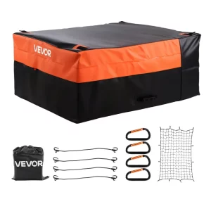 Carrier Bag, taška na korbu nákladného vozidla vyrobená z vodotesného PVC 840D (0,736 m³), batožinová taška na uskladnenie na zadnej strane nákladných vozidiel s nákladnou sieťou pre osobné automobily, SUV, dodávky, čierna/oranžová