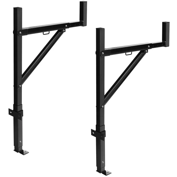 Stojan na rebríky na nákladné autá, výsuvný stojan na rebríky 49 – 87 cm, nastaviteľná výška 980 – 1108 mm, nosnosť 113 kg, oceľový stojan na rebríky pre nákladné autá, nosič korby na kajak, surfovú dosku, drevený – Obrázok 3
