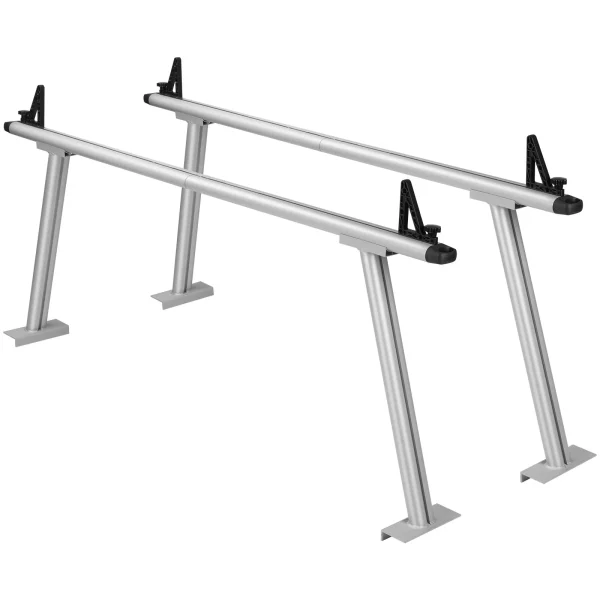 Nosič na nákladné autá, nosnosť 363 kg, hliníkový nosič rebríkov 1803 x 816,64 mm s 8 nevŕtacími C-svorkami, nosič na korbu nákladného auta s dvoma tyčami, sada pre kajak, surfovú dosku – Obrázok 3