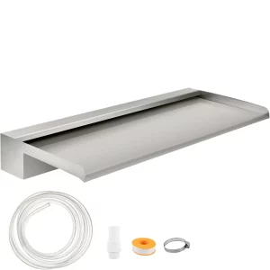 Vodopádový bazén z nehrdzavejúcej ocele Vodopádová fontána 60x26x8cm vodopádová sprcha 30mm pripojenie vodopádová sprcha Kompatibilná s ponornými čerpadlami a prietokovými filtrami Vhodná do záhrady alebo na terasu