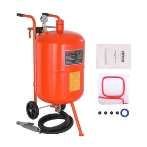 Mobilný pieskovací systém  s objemom 18,92 l, pracovnou hadicou 243,84 cm, pracovným tlakom 60 – 110 PSI, ideálny na odstraňovanie hrdze, farby, škvŕn a leštenie veľkých plôch