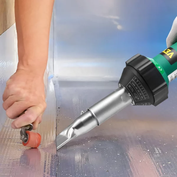 Teplovzdušná zváračka plastov , 1600W teplovzdušná pištoľ, horák na zváranie PVC, TPO a vinylu, sada teplovzdušnej zváračky so 7 príslušenstvami - 2 trysky a rýchlozvárací hrot, 1 valček na švy pre PP/PE/PVC dosky – Obrázok 5
