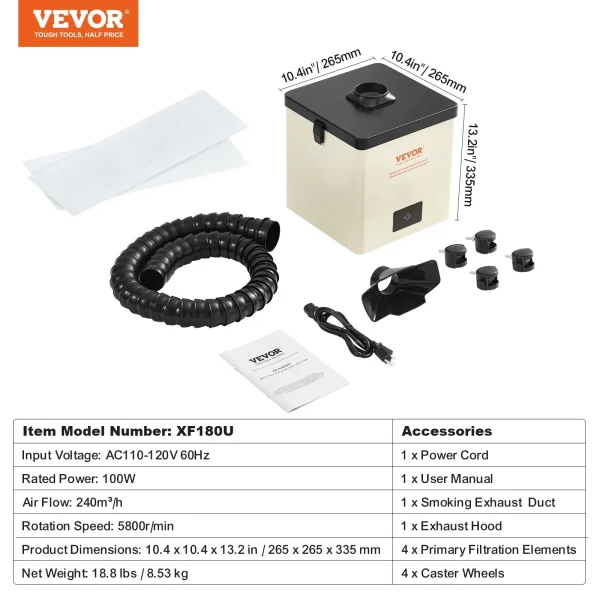 Odsávač spájkovacích výparov 100 W Odsávač spájkovacích výparov 240 m³/h Mini stolný absorbér spájkovacích výparov 5800 ot./min 3-stupňový filter Odsávač spájkovacích výparov pre spájkovaciu stanicu, zváračské práce – Obrázok 6