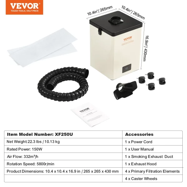 Odsávač spájkovacích výparov 150 W Odsávač spájkovacích výparov 332 m³/h Mini stolový absorbér spájkovacích výparov 5800 ot./min 3-stupňový filter Odsávač spájkovacích výparov pre spájkovaciu stanicu, zváračské práce – Obrázok 6