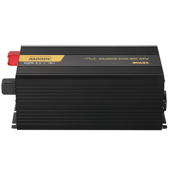 3000 W čistý sínusový menič výkonu DC 24V na AC 230V do auta s USB portom, LCD displejom, diaľkovým ovládaním a EU zásuvkami pre obytné vozidlá, nákladné vozidlá, autá, solárne systémy, cestovanie, kempovanie – Obrázok 5