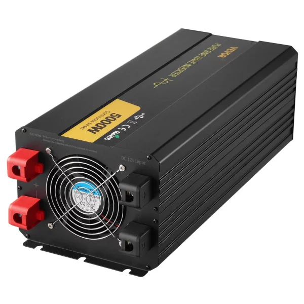 5000 W čistý sínusový menič výkonu, DC 12V na AC 230V menič do auta s LCD displejom, USB portom a diaľkovým ovládaním, menič napätia pre auto, karavan, nákladné auto, solárny systém, cestovanie, kempovanie – Obrázok 3