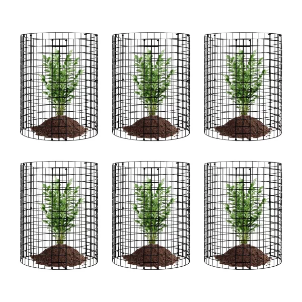Chrániče rastlín pre zvieratá, 6 kusov, priemer 32 cm x výška 35 cm, Chrániče rastlín z drôteného pletiva, Klietky na rastliny pre vonkajšie rastliny, kvety a zeleninu, Odpudzuje králiky, sliepky a veveričky, 18-dielna kovová sieťovina – Obrázok 4