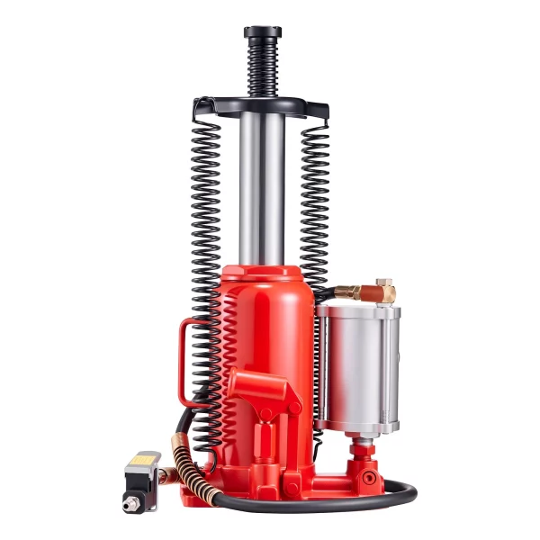 Pneumatický hydraulický zdvihák na fľaše 20t s rozsahom zdvihu 260 – 495 mm, pneumatický/ručný zdvihák na fľaše s pumpou pre opravy automobilov, pickupov, obytných vozidiel, SUV, červený – Obrázok 3