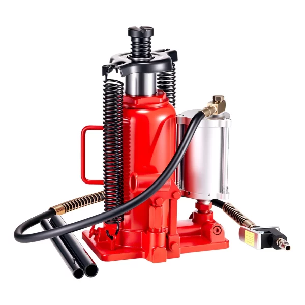 Pneumatický hydraulický zdvihák na fľaše 20t s rozsahom zdvihu 260 – 495 mm, pneumatický/ručný zdvihák na fľaše s pumpou pre opravy automobilov, pickupov, obytných vozidiel, SUV, červený – Obrázok 5