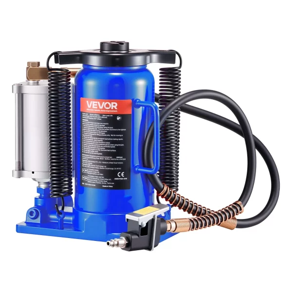 Pneumatický hydraulický zdvihák na fľaše 20t s rozsahom zdvihu 260 – 495 mm, pneumatický/ručný zdvihák na fľaše s pumpou pre opravy automobilov, pickupov, obytných vozidiel, SUV, modrý – Obrázok 4