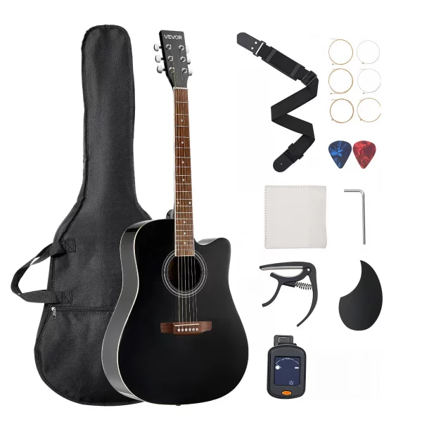 Elektroakustická gitara Cutaway Solo pre začiatočníkov, sada 1041,4 mm (41 palcov), čierna