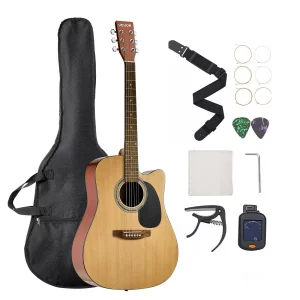 Elektroakustická gitara Cutaway pre začiatočníkov 1041,4 mm (41 palcov), dospelá, natural