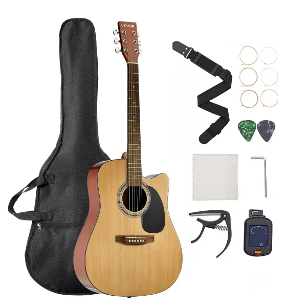 Elektroakustická gitara Cutaway pre začiatočníkov 1041,4 mm (41 palcov), dospelá, natural