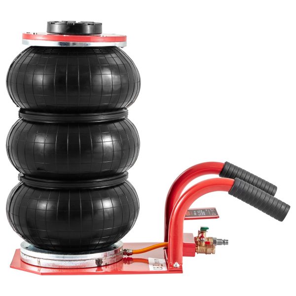 Pneumatický zdvihák Trojitý vakový vzduchový zdvihák 3 t, Trojitý vakový vzduchový zdvihák, výška zdvihu 140 – 450 mm, airbagový vzduchový zdvihák, 5-minútový zdvihák s krátkou rukoväťou, červený automobilový zdvihák, šetriaci prácu – Obrázok 3