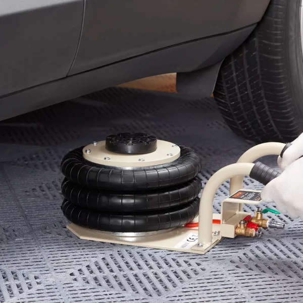 Vzduchový zdvihák, 3-tonový trojitý airbagový zdvihák, airbagový zdvihák so šiestimi oceľovými rúrkami, výška zdvihu až 44,96 cm/450 mm, rýchlozdvíhací vzduchový zdvihák 3-5 s, s bočnými rukoväťami pre auto, garáž, opravy (biely) – Obrázok 6