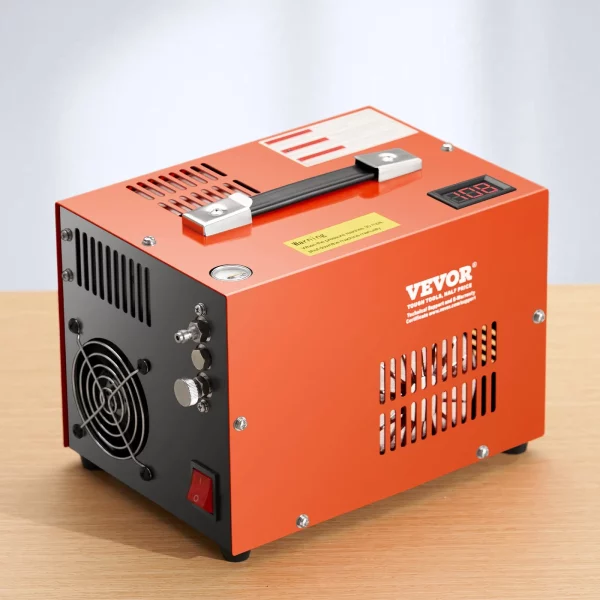 Vzduchový kompresor PCP, kompresor PCP pre vzduchovku 4500 PSI so vstavaným meničom a chladiacim systémom ventilátora, kompresorové čerpadlo DC12V/AC230V s manuálnym zastavením pre vzduchovky, paintball a potápačské fľaše – Obrázok 5
