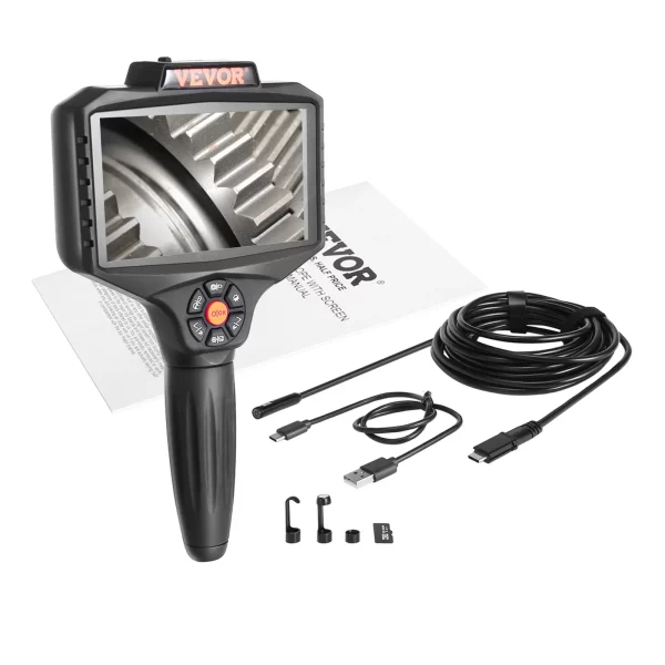 Endoskopická kamera s tromi objektívmi, 5" IPS obrazovkou, 854x480, inšpekčná kamera, 5m kábel, kamera na potrubie, batéria 5000mAh na 5-6 hodín, kanalizačná kamera, IP67 endoskop, otočný o 180°, motory automobilov, kanalizácia, potrubia HVAC – Obrázok 3