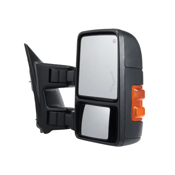 Ťažné zrkadlá, ľavý a pravý pár pre Ford F250 F350 F450 F550, rok výroby 2008-2016, elektricky vyhrievané so smerovkou, ploché a vypuklé sklo, manuálne ovládaný teleskopický sklápací systém, vyhrievanie a odmrazovanie, čierne – Obrázok 4