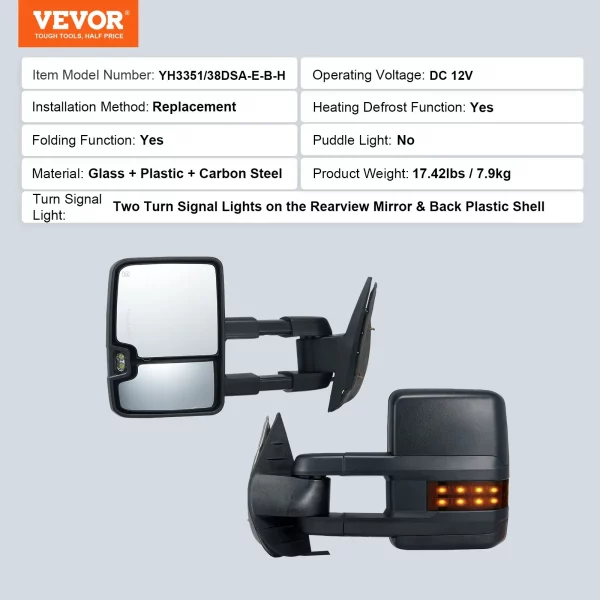 Elektrické bočné spätné zrkadlá pre Chevrolet Silverado (2007-2014)/GMC/Cadillac – Obrázok 6