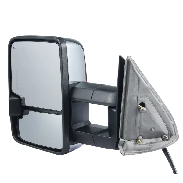 Ťažné zrkadlá, sada ľavého a pravého páru pre Chevrolet Silverado (2003-2007)/GMC/Cadillac, elektricky vyhrievané ťažné zrkadlo so smerovkou, manuálne ovládaný teleskopický sklápací systém, vyhrievanie a odmrazovanie, strieborná – Obrázok 4