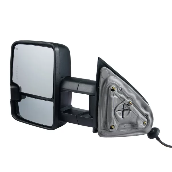 Ťažné zrkadlá, sada ľavého a pravého páru pre Chevrolet Silverado (2003-2007)/GMC/Cadillac, elektricky vyhrievané so smerovkami a LED diaľkovými svetlami, manuálne výsuvné a sklopné, s funkciou vyhrievania a odmrazovania, čierne – Obrázok 4